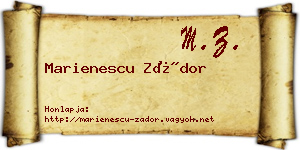 Marienescu Zádor névjegykártya